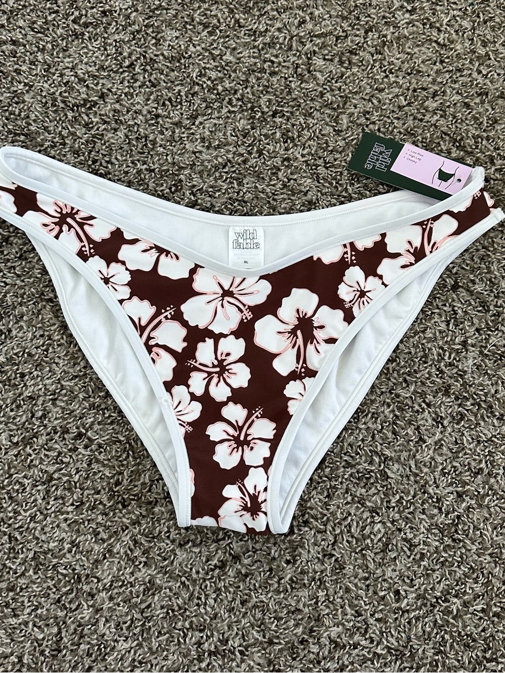 Target Wild Fable Brown and White Floral Bikini Bottoms